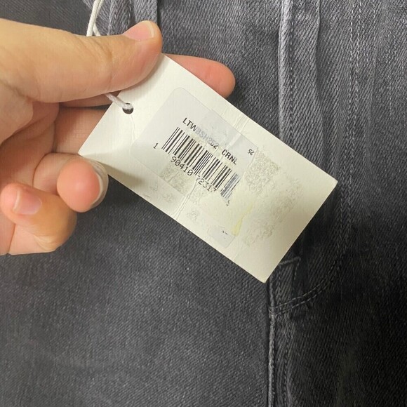 Frame Imaan X Frame Womens Charcoal Gray Mid Rise Denim Ripped Bermuda Shorts 25 - Picture 11 of 14